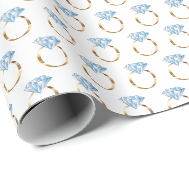 Diamond Engagement Wedding Ring Wrapping Paper (Roll Corner)