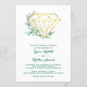 Diamond Eucalyptus Wedding Invitation
