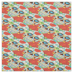 Diamond eyes sugar skull fabric