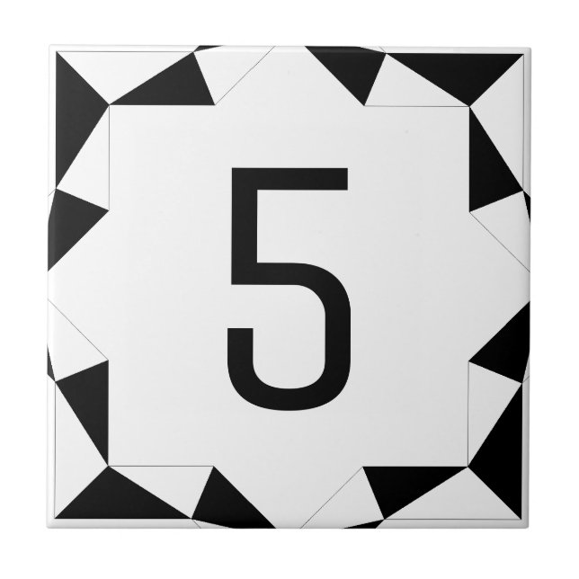 Diamond Facets Black and White Tile (Front)