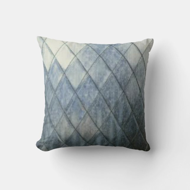 Diamond Faded Denim Design Pillow (Front)