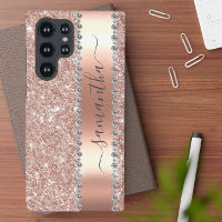 Diamond Faux Bling Glitter Calligraphy  Rose Gold 