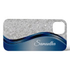 Diamond Faux Bling Navy Blue Monogram Name