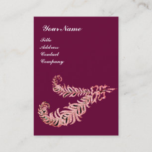 DIAMOND FEATHERS MONOGRAM ,pink purple Business Card