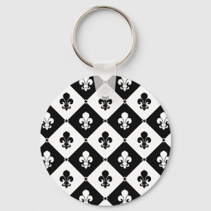 Diamond Fleur De Lis Pattern Key Ring