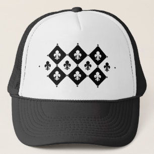 Diamond Fleur De Lis Pattern Trucker Hat