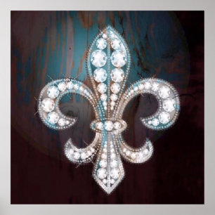 Diamond Fleur de Lis Wooden Poster