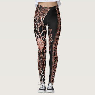 Diamond Floral Rock AI art  Leggings