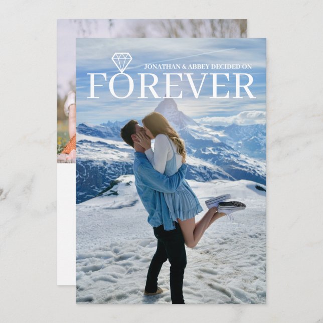 Diamond Forever Add Photo Double Sided Engagement Invitation (Front/Back)