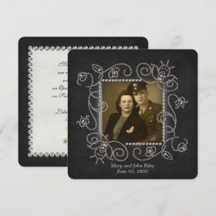 Diamond frame wedding Anniversary open house Invitation
