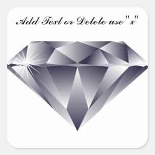 Diamond Gem Gemstone Design Optional Custom Words Square Sticker