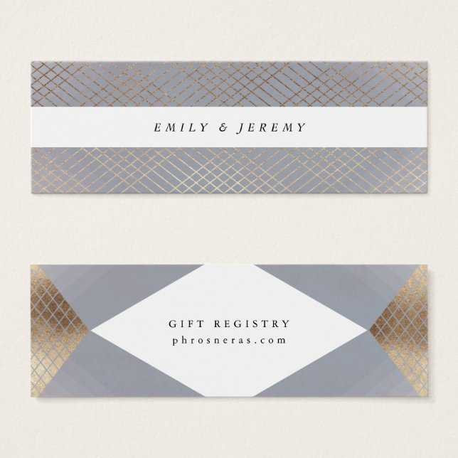 Diamond Geometric Grey Gold Gatsby Gift Registry (Front & Back)