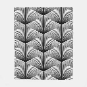 Diamond Geometric: Monochrome Vintage Design Fleece Blanket