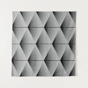 Diamond Geometric: Monochrome Vintage Design Tapestry