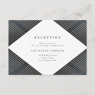 Diamond Geometric Navy Gold Gatsby Reception Card