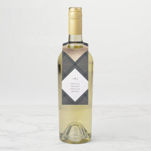 Diamond Geometric Navy Gold Gatsby Wedding Bottle Tag