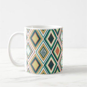 Diamond Geometric Pattern in Earth Tones Coffee Mug