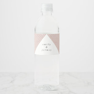 Diamond Geometric Pink Gold Gatsby Wedding Water Bottle Label