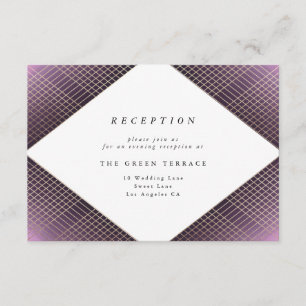 Diamond Geometric Purple Gold Gatsby Reception Enclosure Card