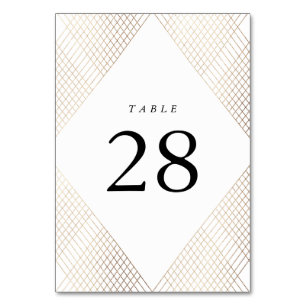 Diamond Geometric White Gold Gatsby Wedding Table Number