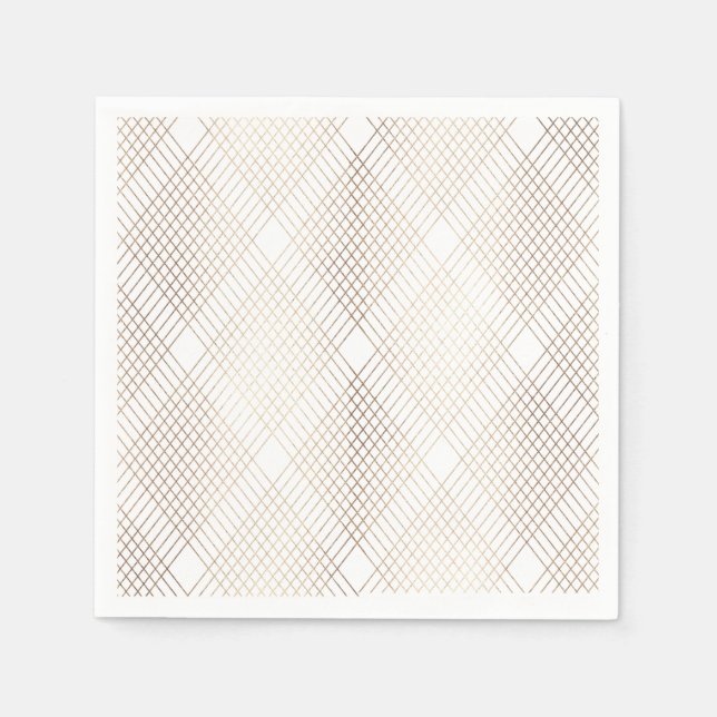 Diamond Geometric White Gold Wedding Table Napkins (Front)