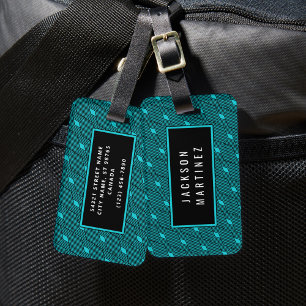 Diamond Geometry Pattern Luggage Tag (Blue)