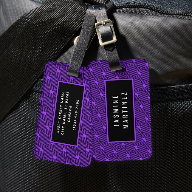 Diamond Geometry Pattern Luggage Tag (Purple) (Creator Uploaded)
