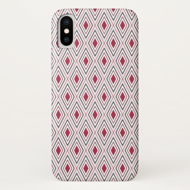 Diamond geometry red black and white Case-Mate iPhone case (Back)