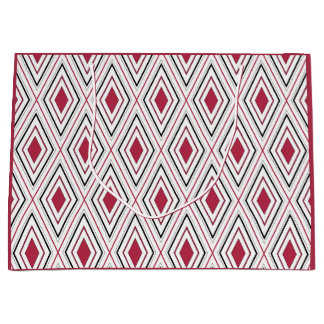 Diamond geometry red black and white large gift bag