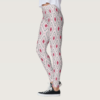 Diamond geometry red black and white leggings