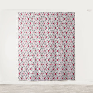 Diamond geometry red black and white tapestry