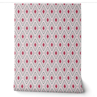 Diamond geometry red black and white wallpaper