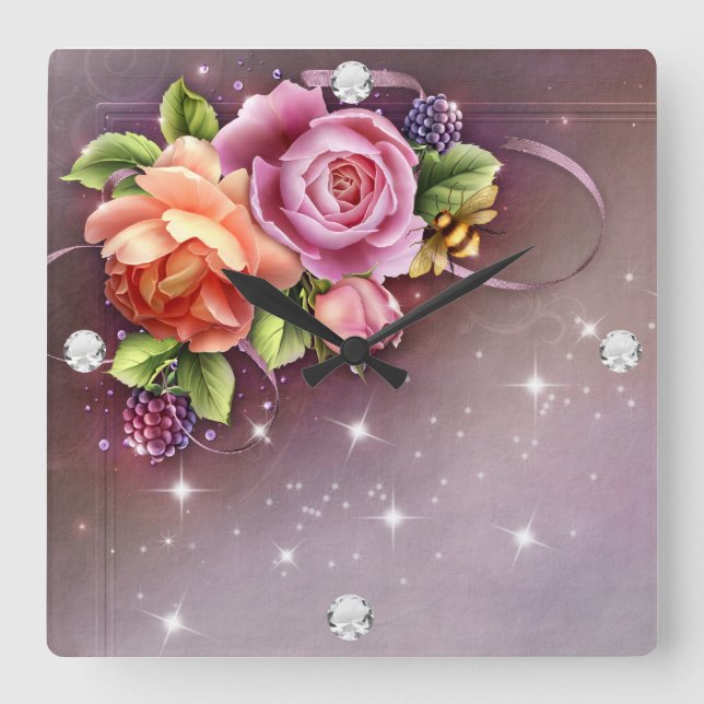 Diamond Girl #2 Square Wall Clock (Front)