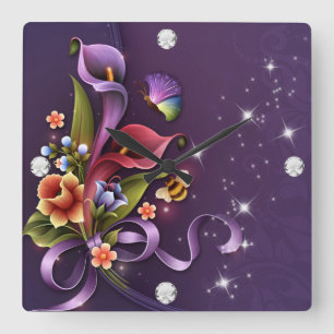 Diamond Girl #3 Square Wall Clock