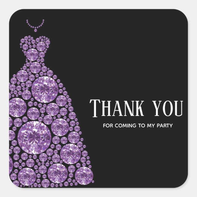 Diamond Glam Gown Dresses Square Sticker (Front)
