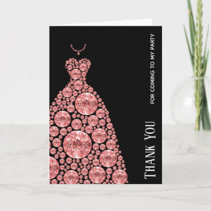 Diamond Glam Gown Dresses Thank You Card