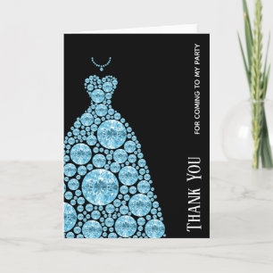 Diamond Glam Gown Dresses Thank You Card