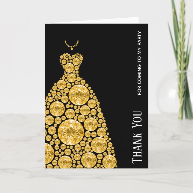 Diamond Glam Gown Dresses Thank You Card (Front)