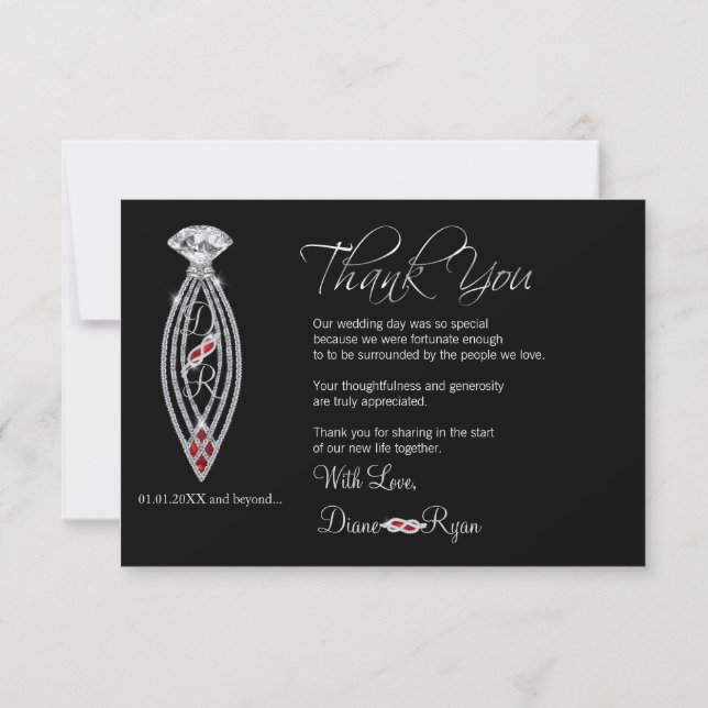 Diamond Glass Slipper Thank You Card (Back)