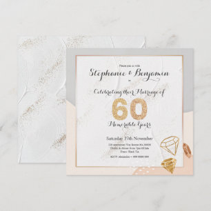 Diamond Glitter 60th Wedding Anniversary Elegant Invitation