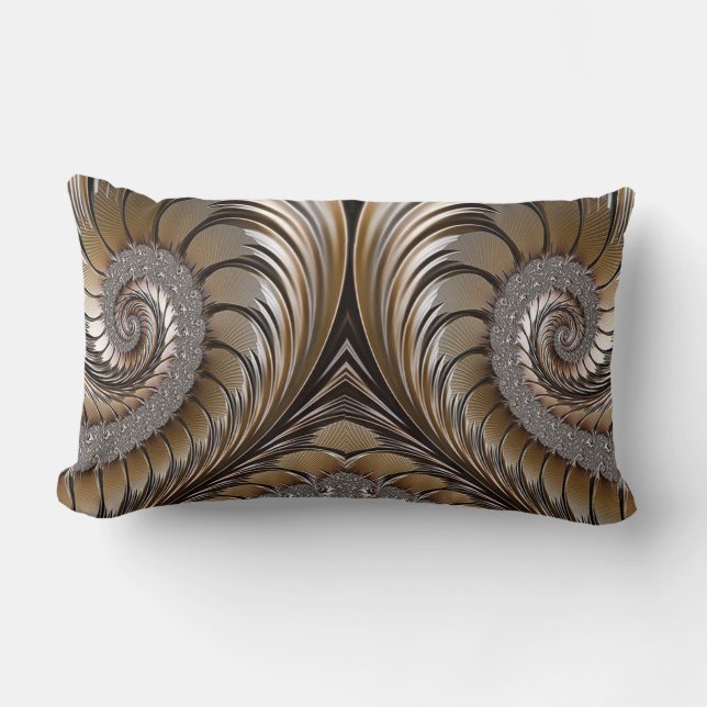 Diamond Glitter, Bronze, Gold and Marble Lumbar Cushion (Front)