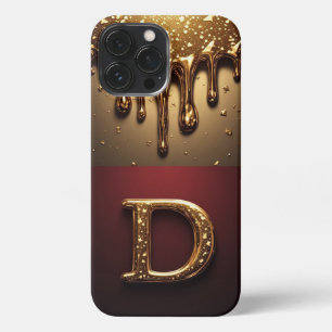 💎 Diamond Glitter D Monogram With Liquid Drip iPhone 13 Pro Max Case