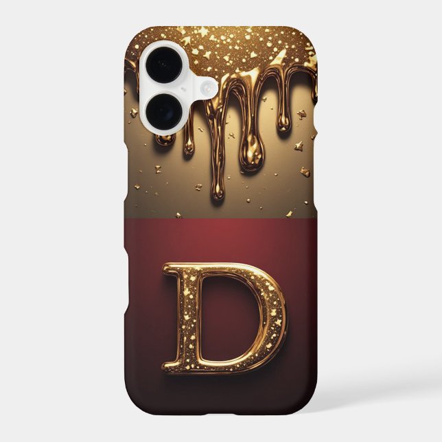 💎 Diamond Glitter D Monogram With Liquid Drip iPhone Case (Back)