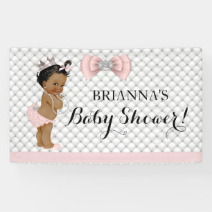 Diamond Glitter Ethnic Princess Baby Girl Pink Banner
