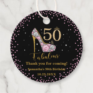 Diamond Glitter Fifty and Fabulous 50th Birthday Favour Tags