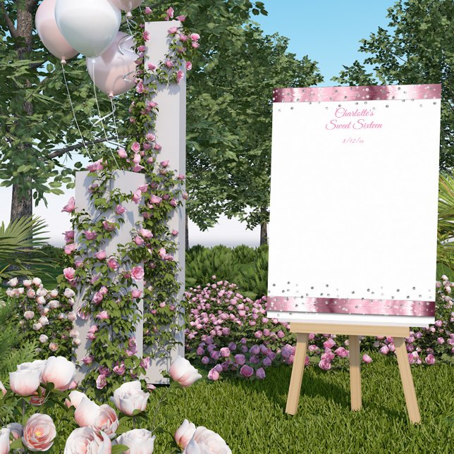 Diamond Glitter, Pink Satin Sweet Sixteen Sign In (Creator Uploaded)