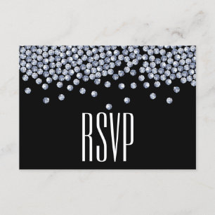 Diamond Glitter Typography Wedding RSVP