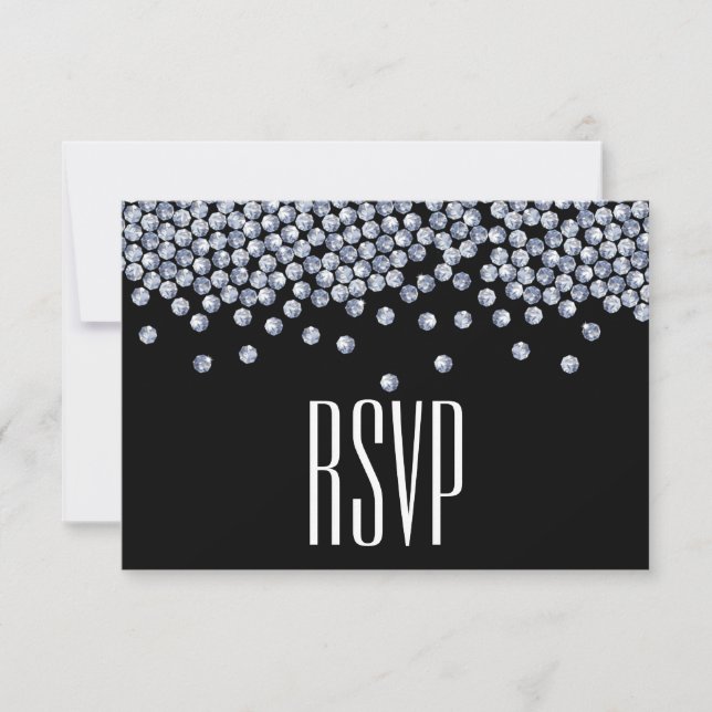 Diamond Glitter Typography Wedding RSVP (Front)