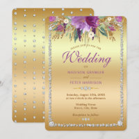 Diamond Glitter Watercolor Flowers Wedding