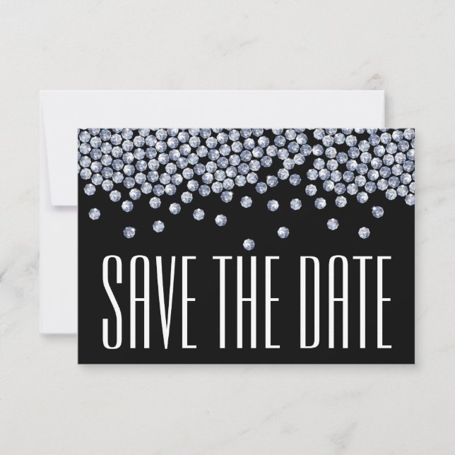 Diamond Glitter Wedding Save the Date Announment Invitation (Front)